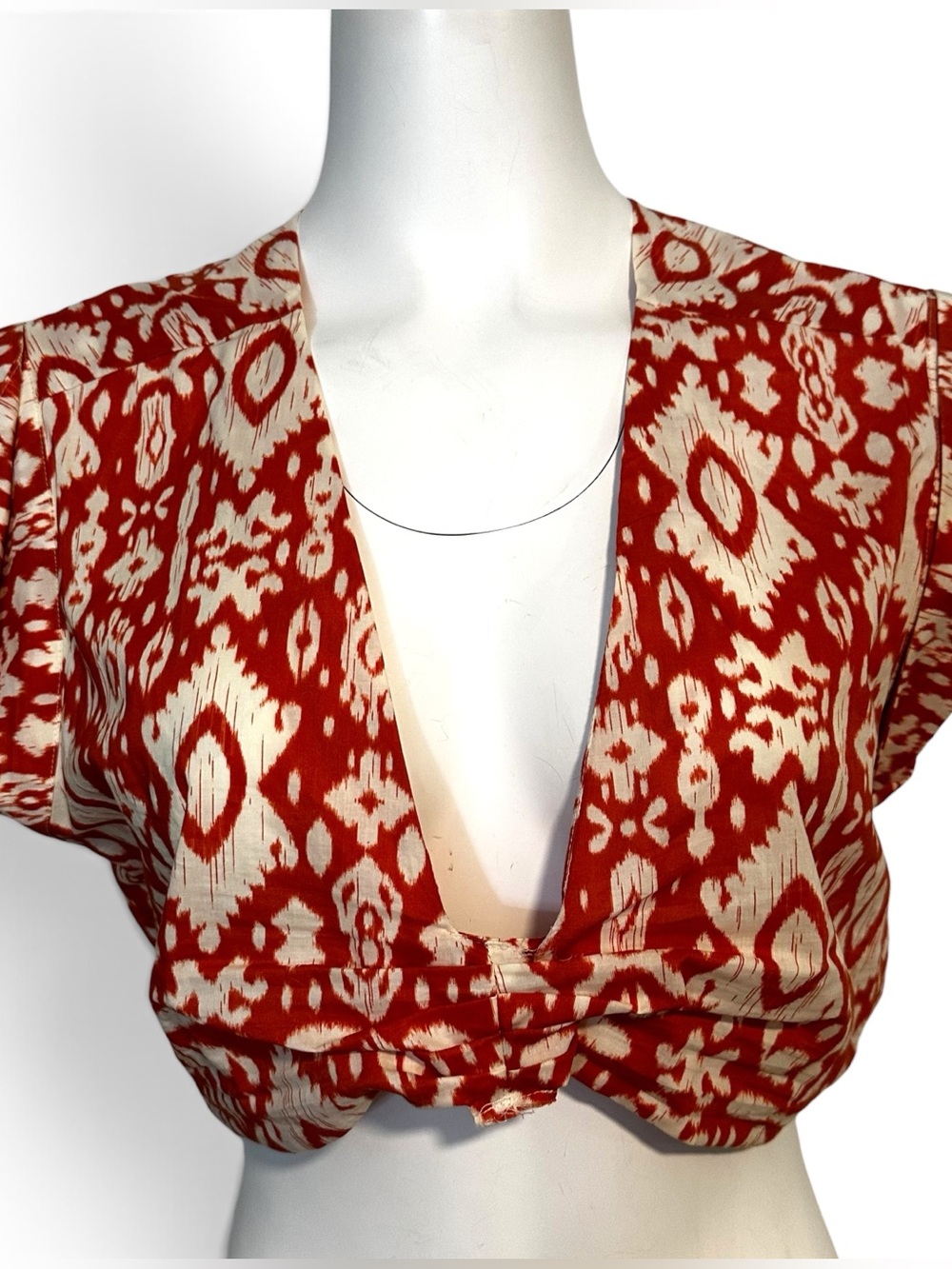 BB Dakota Ikat Print Crop Top Burnt Orange/White L NEW